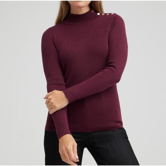 Chico's Women's Ecovero Mock Neck Sweater Burgundy Size Extra Large - Picture 1 of 6